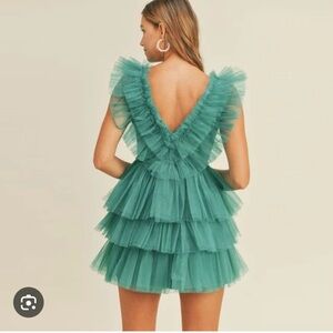 Gorgeous bright teal tulle party dress